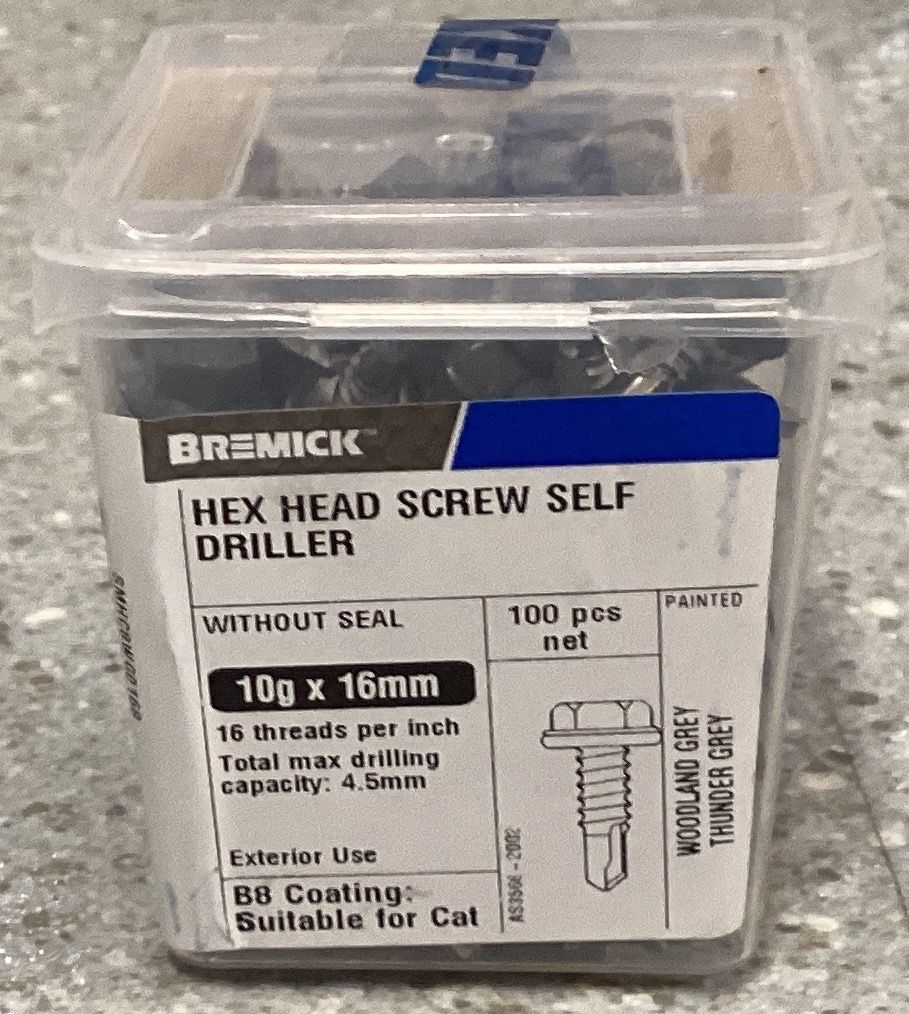 Tec screw 10gx16mm x100 Woodland Grey