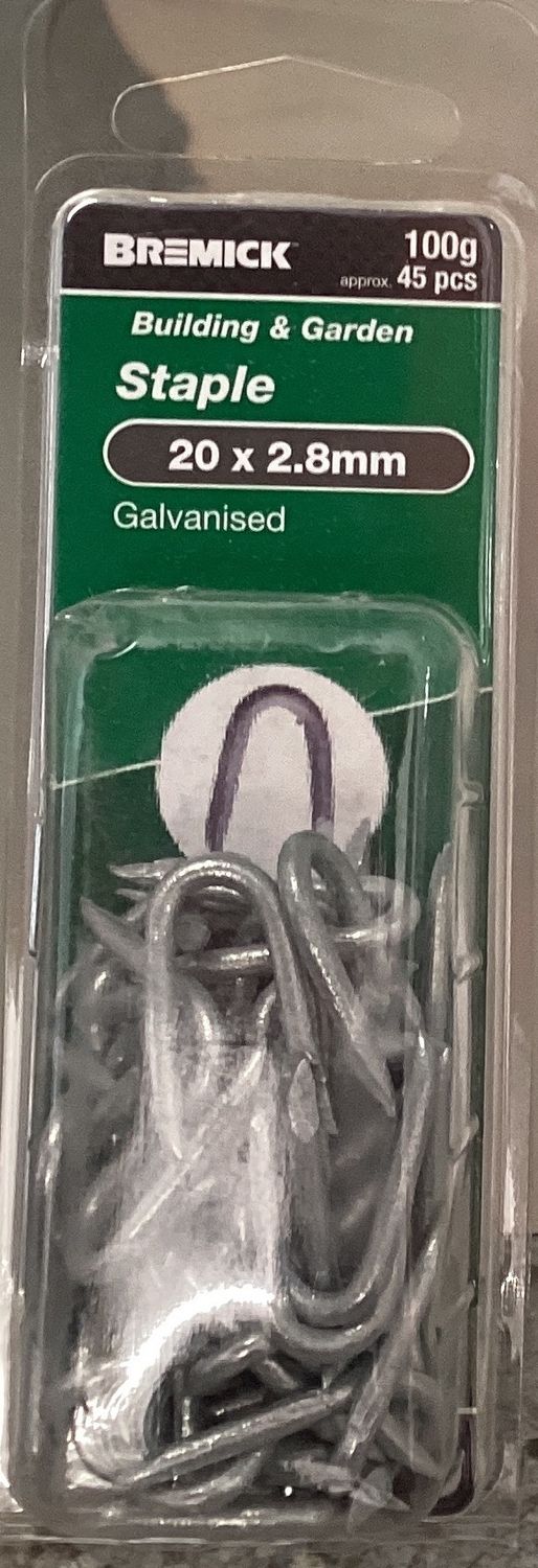 Fence Staples 20x2.8mm pk45 Galv