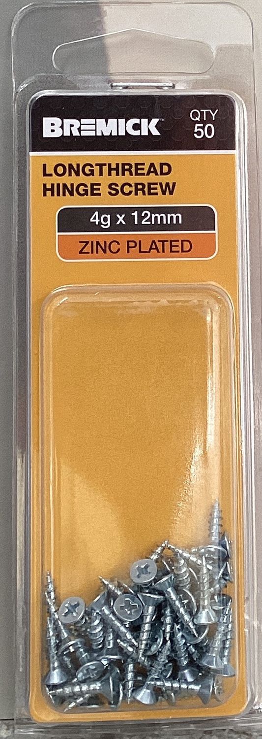 Timber screw 4gx12mm Pk50 Csk Zinc