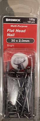 Nails Flat Hd 30x2.0mm Pk100 Brt