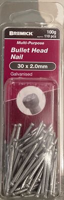 Nails Bullet head 30x2.0mm pk110 Galv