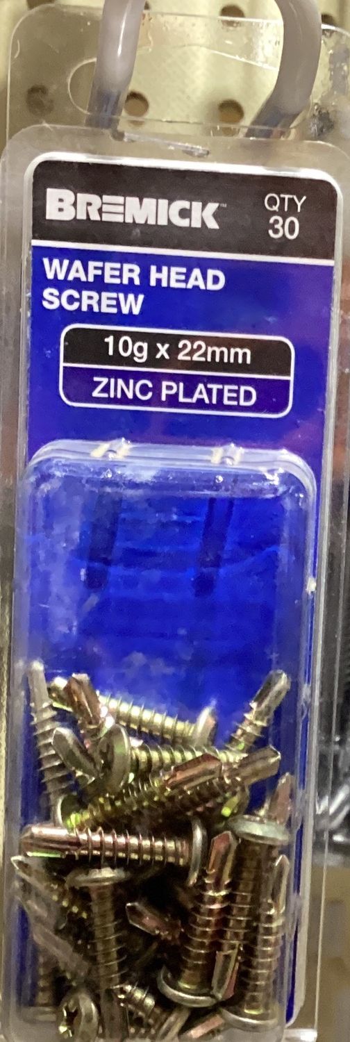 Tec screw 10gx22mm pk30 Wafer ZINC