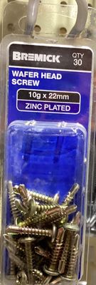 Tec screw 10gx22mm pk30 Wafer ZINC