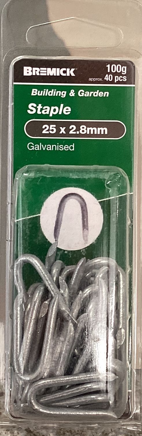 Fence Staples 25x2.8mm pk40 Galv