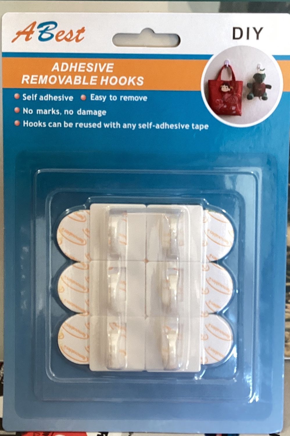 ABest Adhesive Removable Hook 6pc