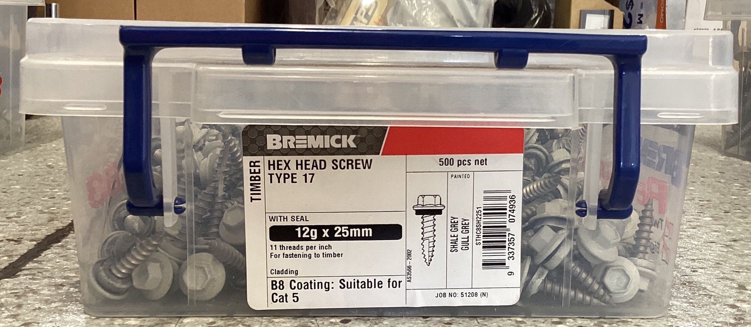 TEC SCREW T17 - 12GX25MM PK 500 W/NEO SHALE GREY