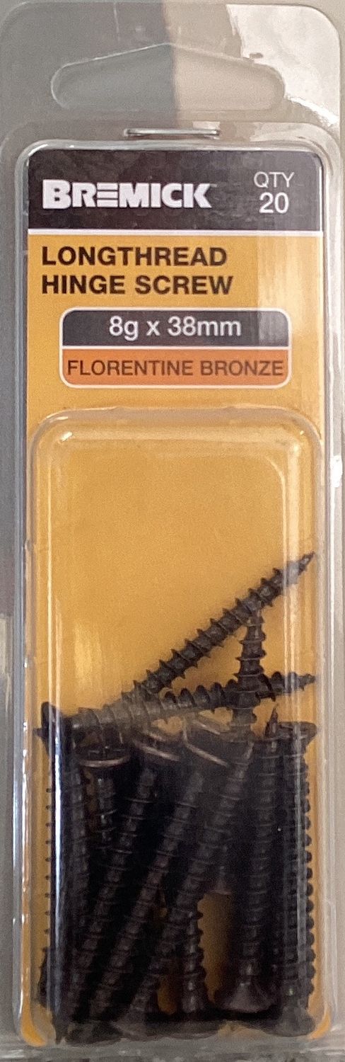 Longthread Hinge Screw 8g x 38mm Florentine Bronze