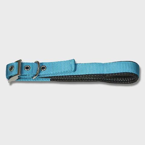 Padded Webbed Dog Collars, Colour: Aqua, size: 65cm