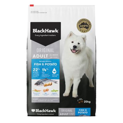 Black Hawk Fish &amp; Potato Adult Dog Food 20kg