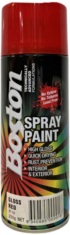BOSTON SPRAY PAINT - GLOSS RED 250GM