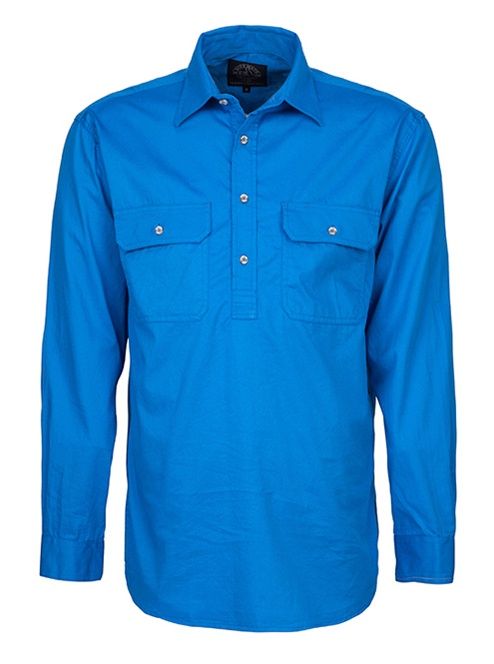 Men's Pilbara Closed Front Shirt L/S Light Blue, size: L
