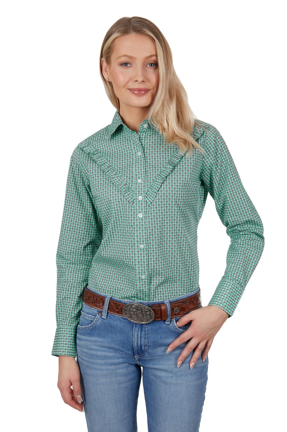 WMNS JENNA LS SHIRT, Colour: Green, size: 8