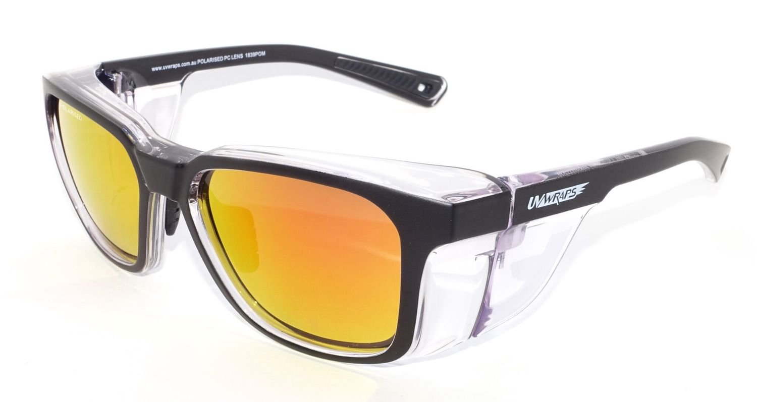 POLARISED ORANGE MIRROR LENS SAFETY SUNGLASSES