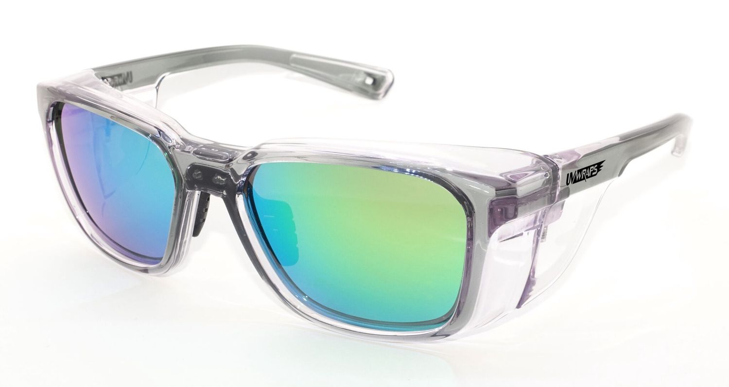 POLARISED GREEN MIRROR LENS SAFETY SUNGLASSES