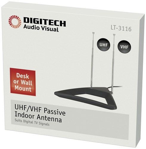 UHF/VHF Passive Indoor TV Antenna - Desk or Wall Mount