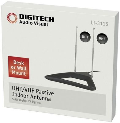 UHF/VHF Passive Indoor TV Antenna - Desk or Wall Mount