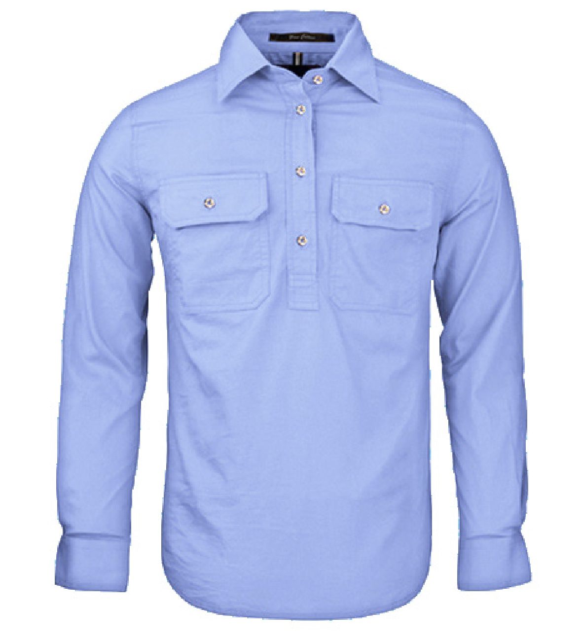 Womens Closed Front L/S Shirt - Pale Blue, size: 18