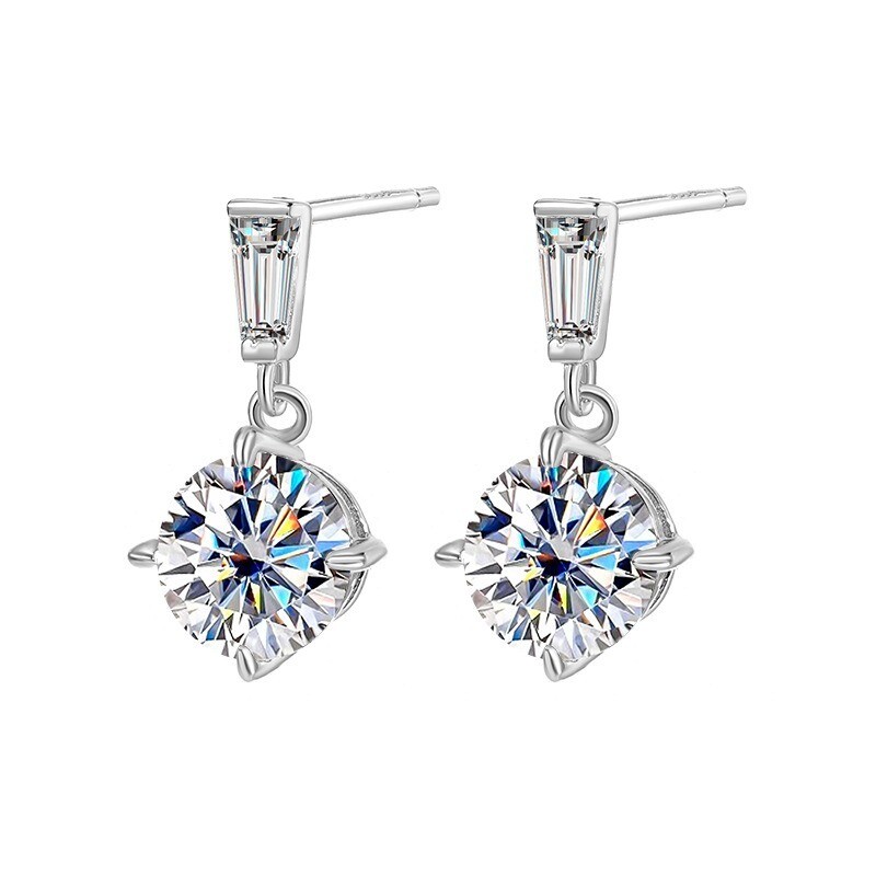 S925 Silver Mosang Diamond Earrings Women&#39;s