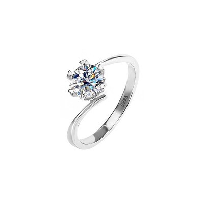 Snowflake twist arm design moissanite ring