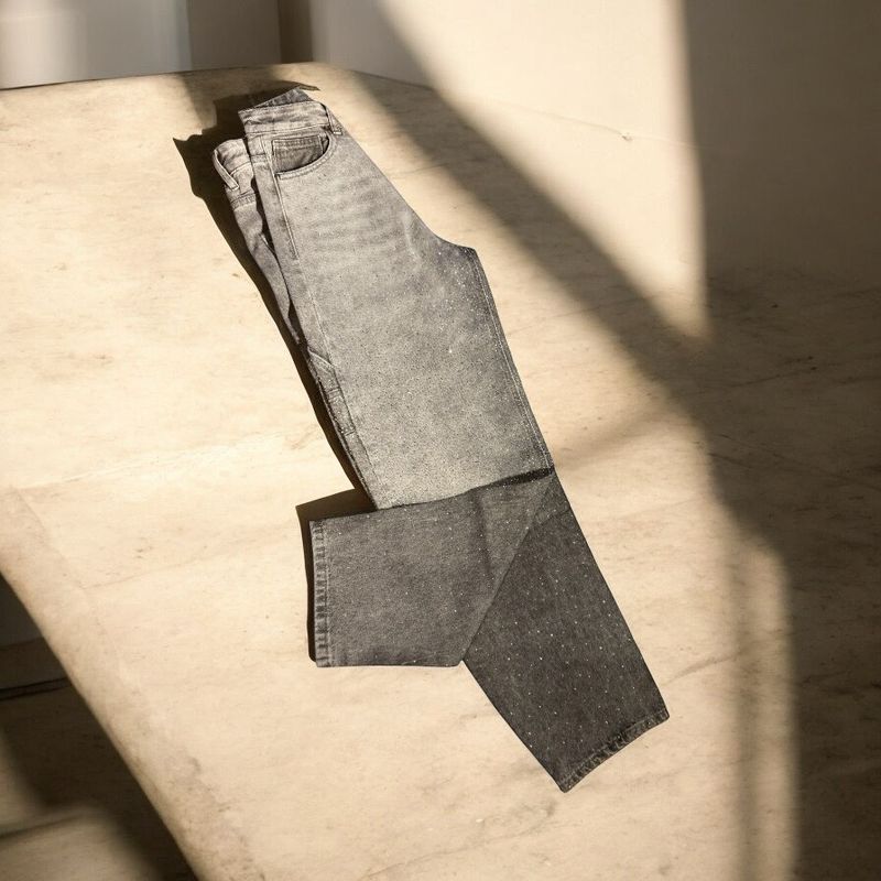 Jeans grigio cargo brillantini