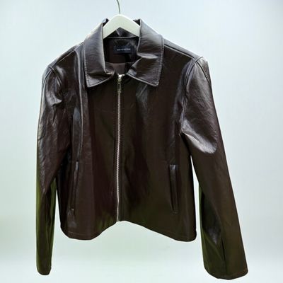 giacca in pelle bordeaux