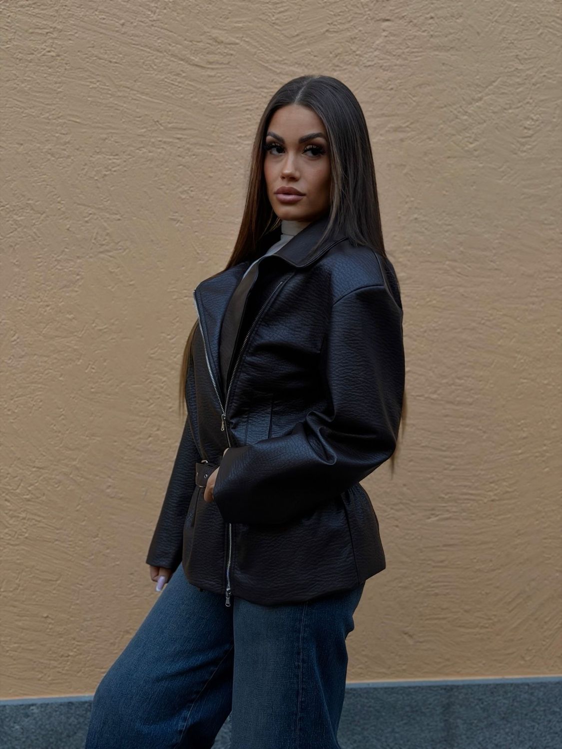 giacca pelle over marrone