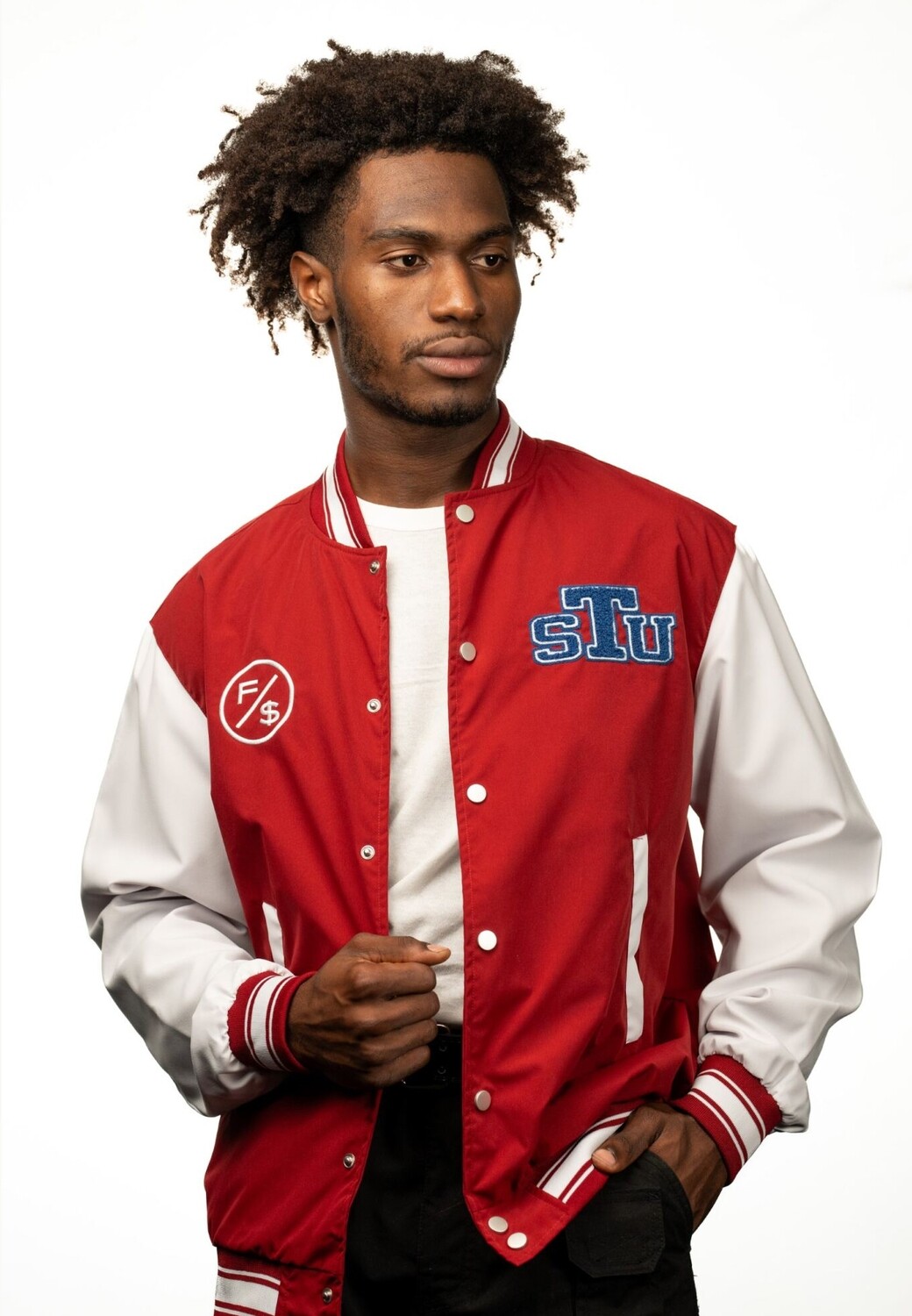 STU-FS Red Unisex Letterman Jacket, Size: S