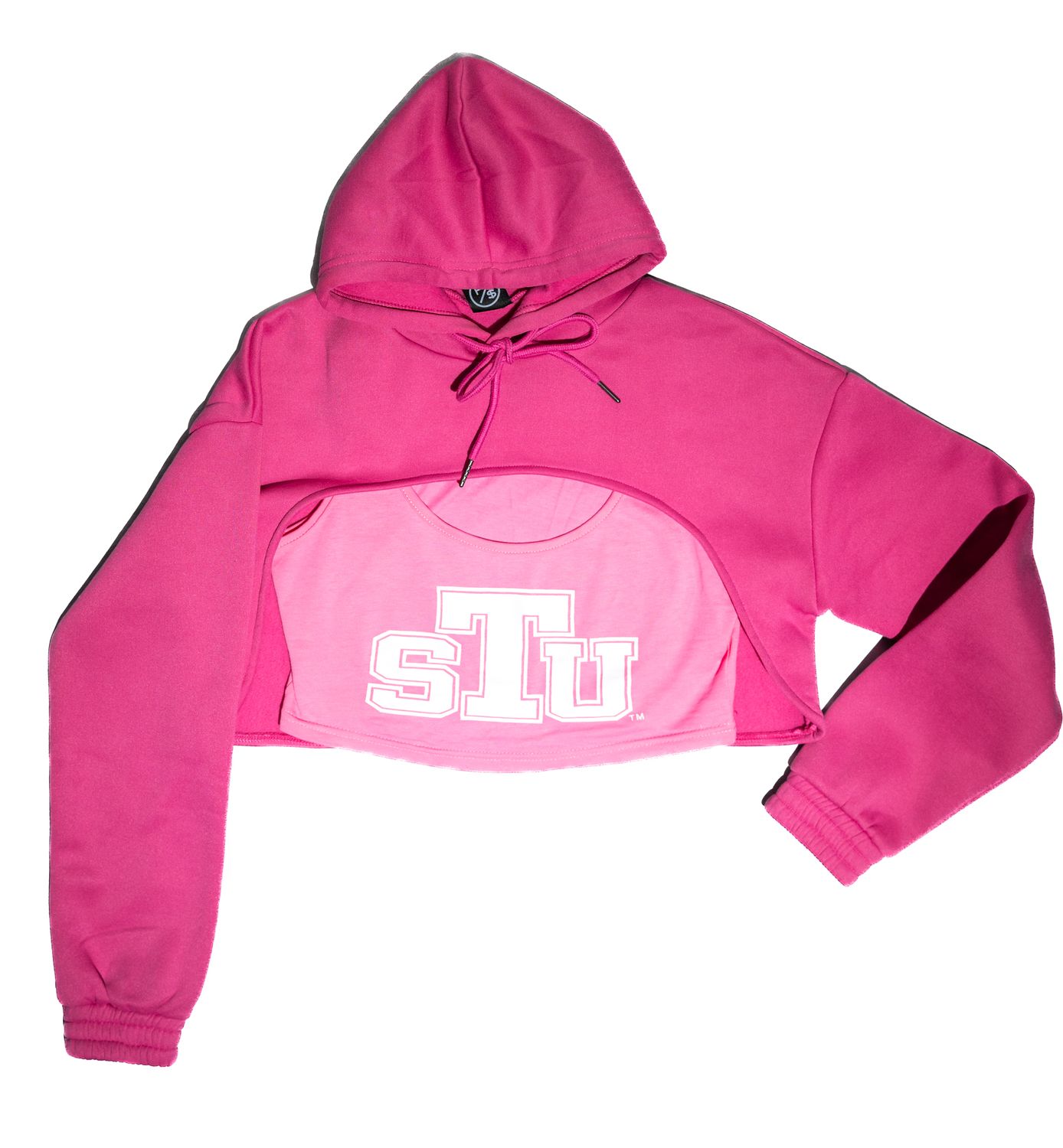 STU-FS Pink Cropped Hoodie, Size: S