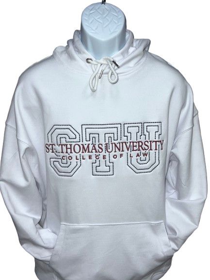 St. Thomas University College of Law Embroidered Hoodie, Color: White, Size: S