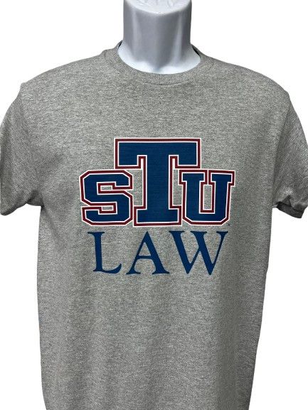 STU Law Round Neck Cotton Tee, Size: S, Color: Grey