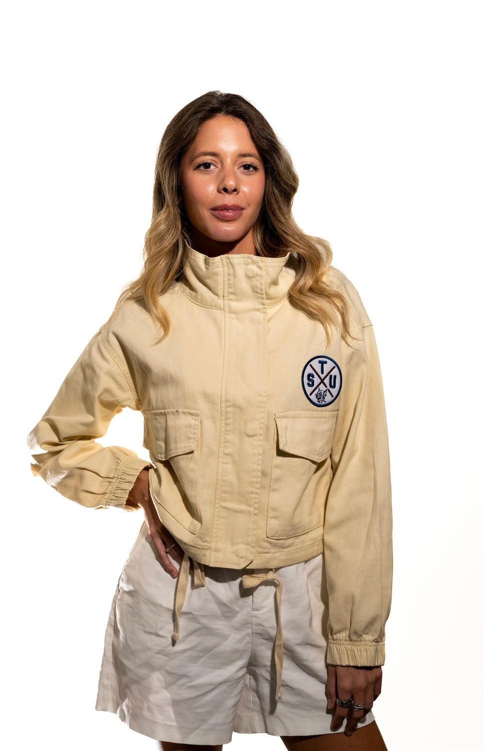 RS-  Custom Cropped Jacket , Color: Tan, Size: S