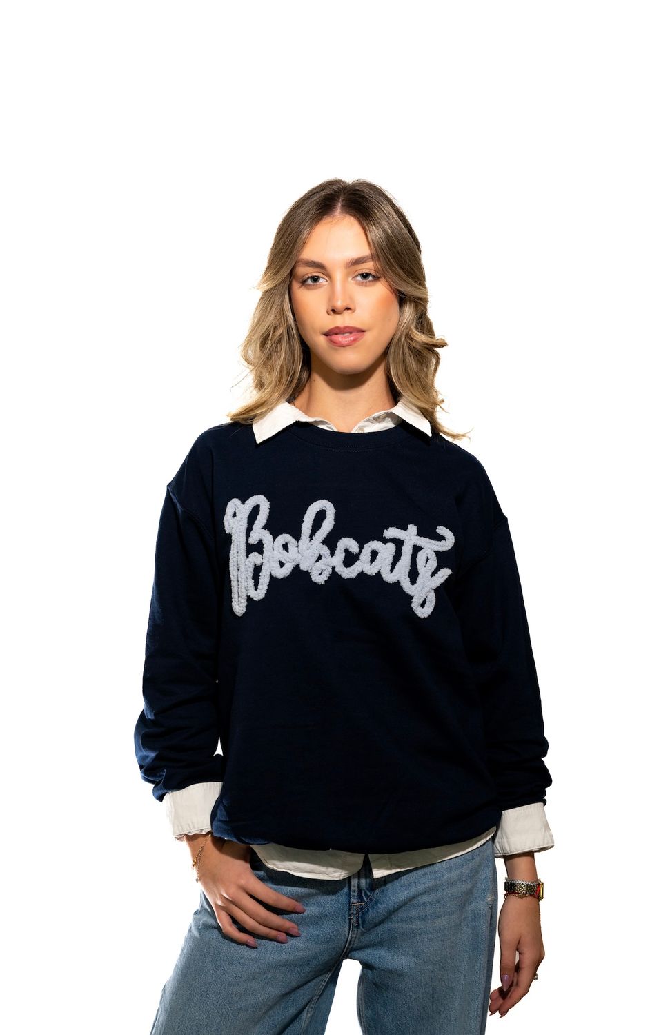 RS- Navy Bobcat Crew, Color: Blue, Size: S