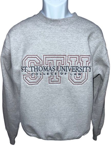 St. Thomas University College of Law Embroidered Crewneck, Color: Grey, Size: S