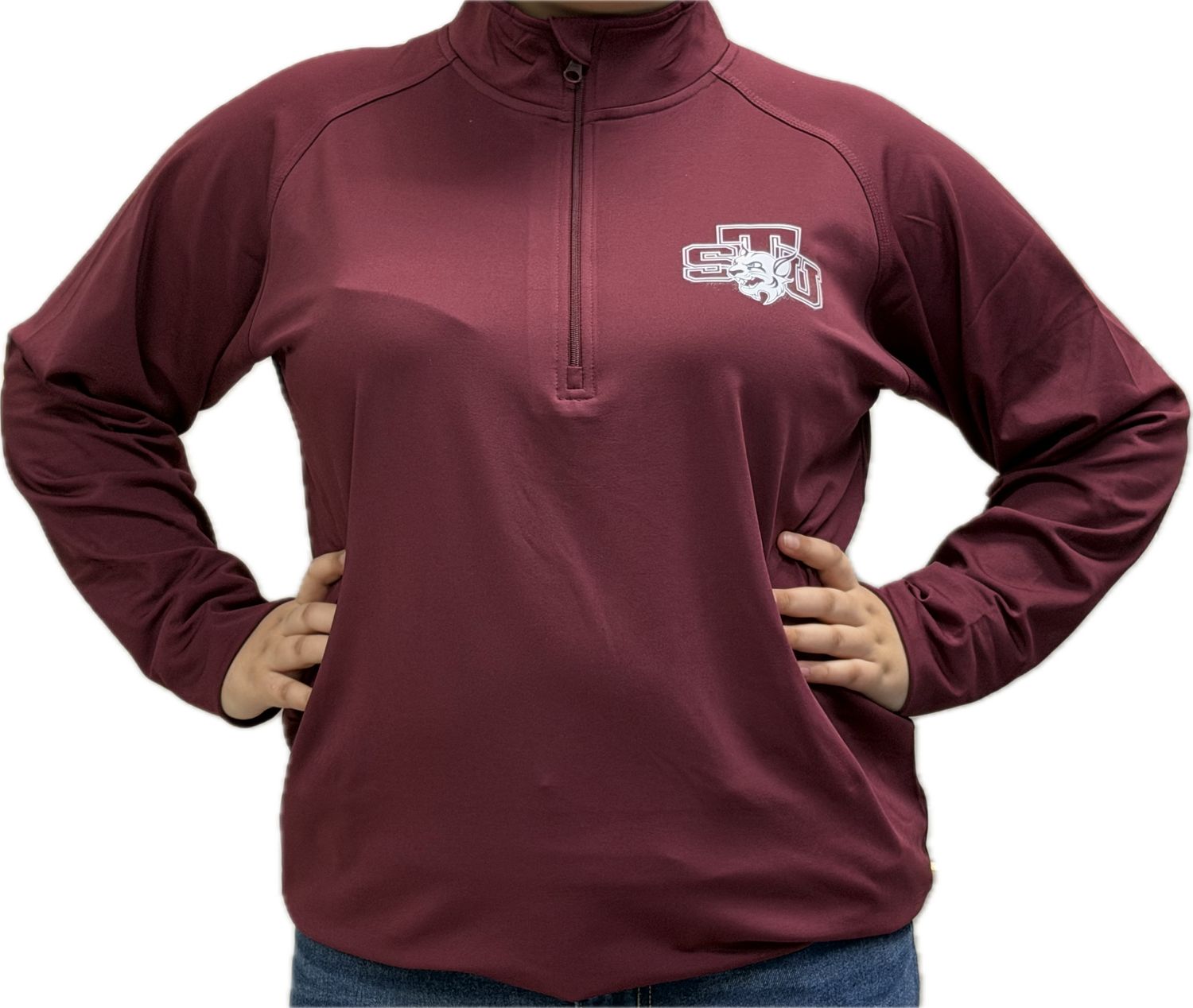 STU Bobcat Quarter Zip Burgundy L