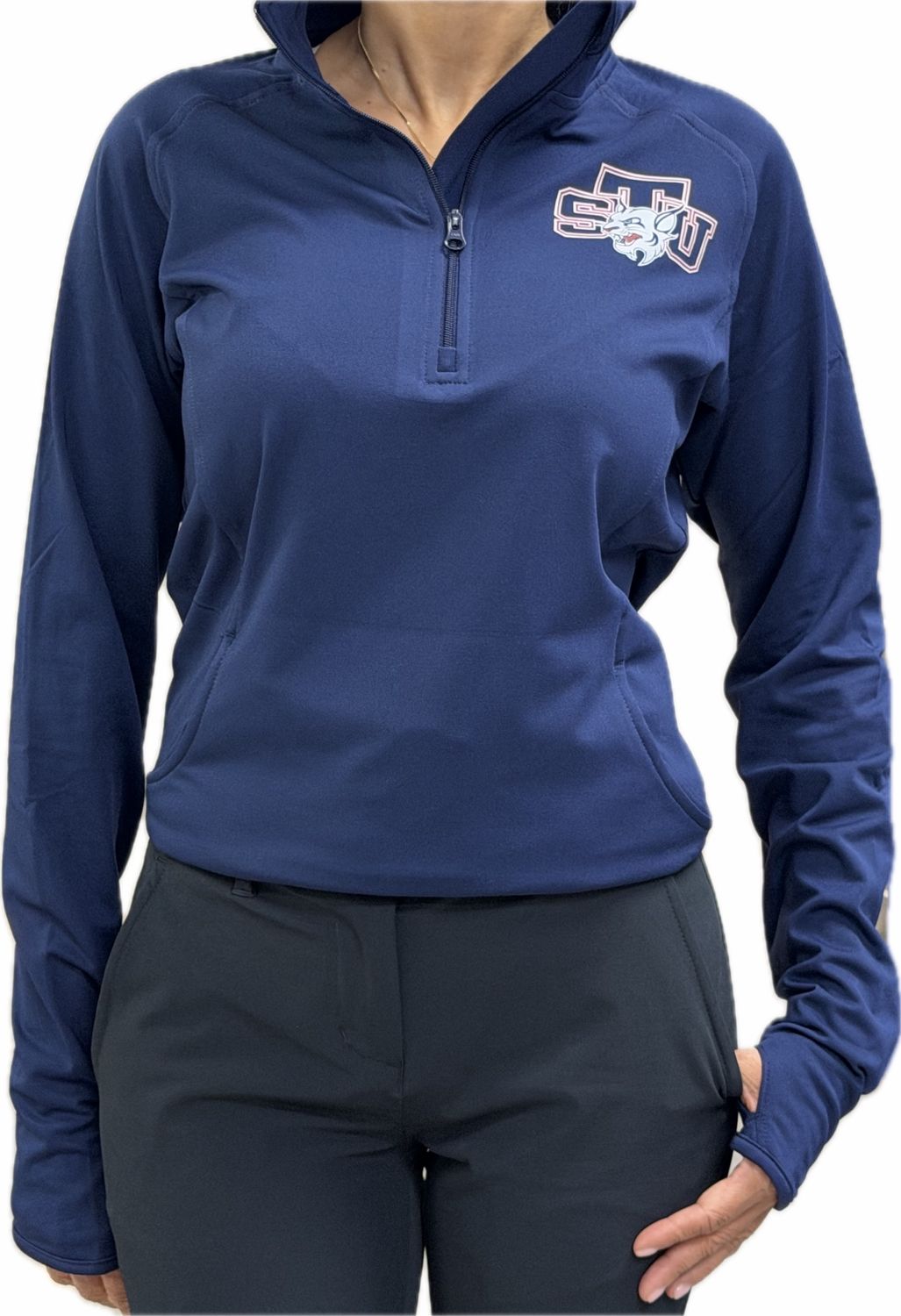 STU Bobcat Women's Quarter Zip Navy, Size: XS