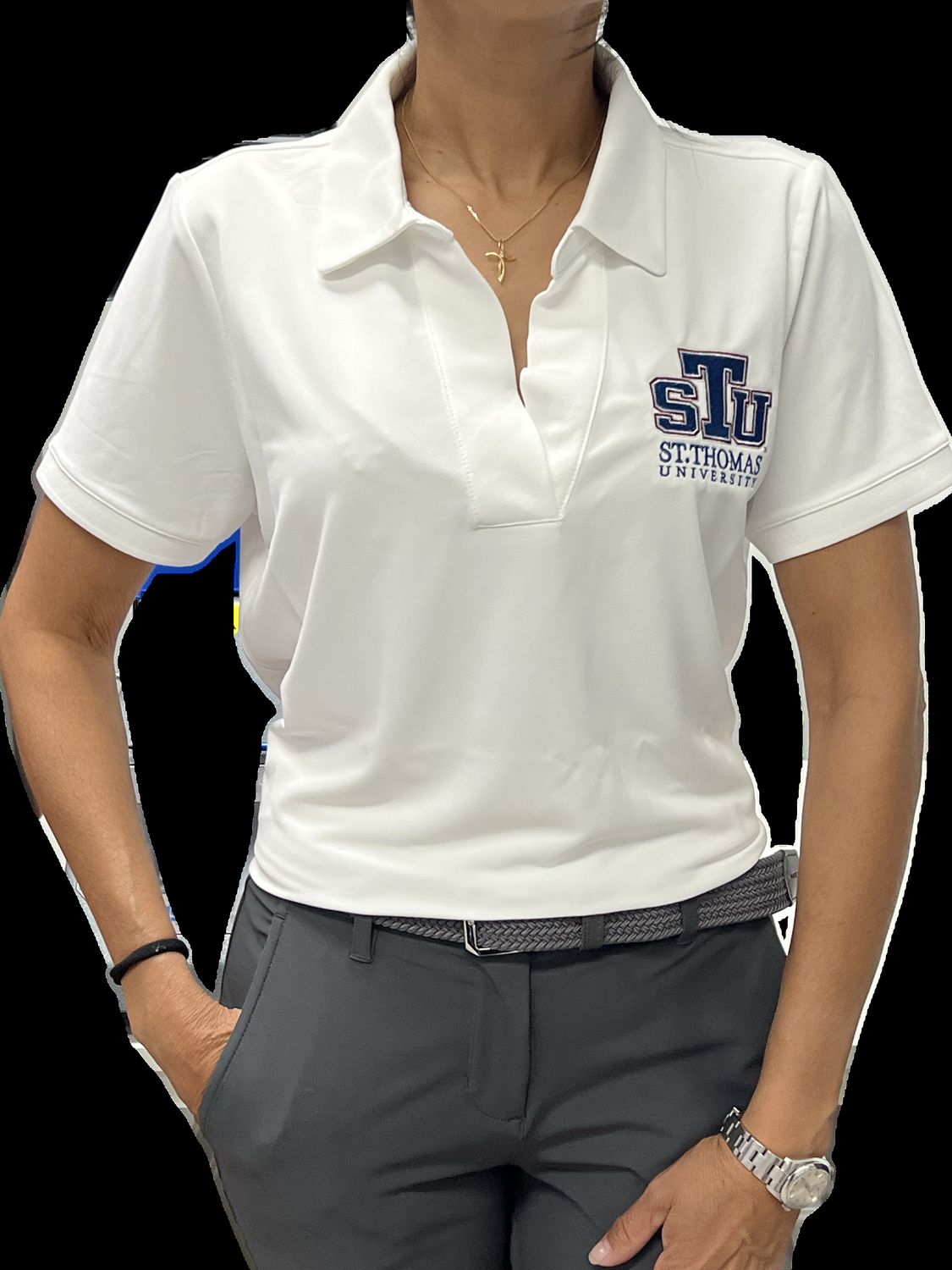 STU St. Thomas University Women's White Polo, Size: S