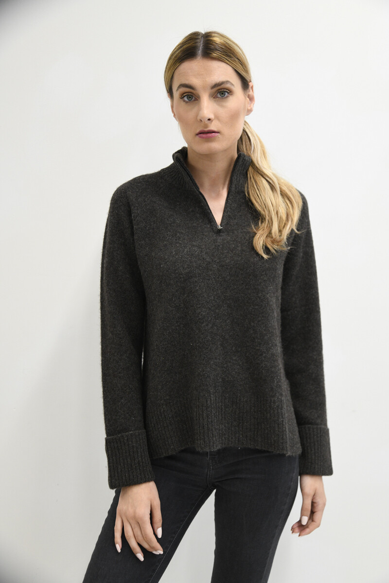 1/4 Zip Tunic, Color: Charcoal, Size: XS