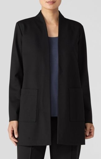 HIGH COLLAR LONG JACKET, Color: BLACK, Size: S