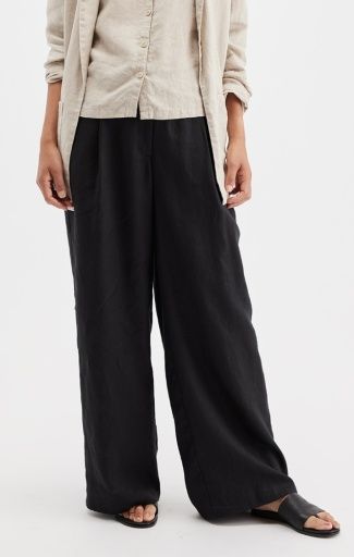 F/L WIDE LEG PANT, Color: BLACK, Size: XS