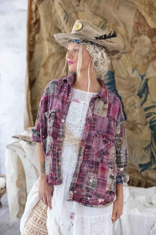 PATCHWORK KELLY WESTERN SHIRT/MADRAS PINK