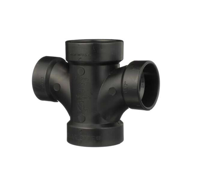 ABS 2&quot; x 2&quot; x 1½&quot; x 1½&quot; Reduction Double Sanitary Tee