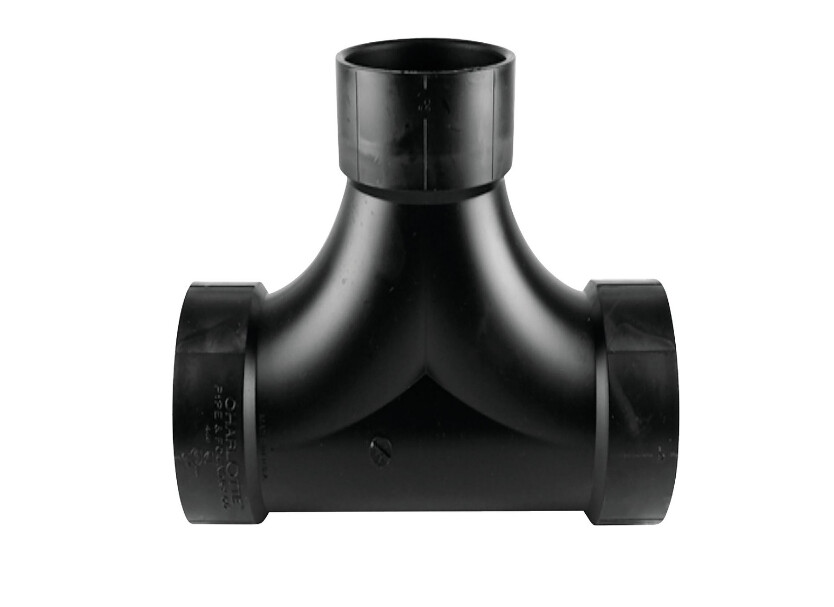 ABS 4&quot; DWV Hub x Hub x Hub 2-Way Cleanout