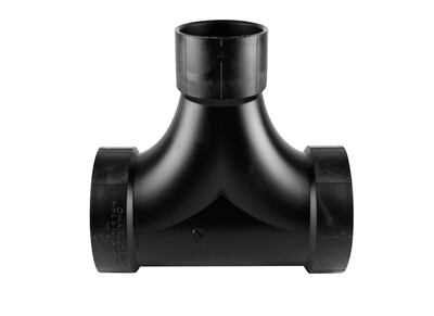 ABS 4&quot; DWV Hub x Hub x Hub 2-Way Cleanout