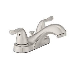 Constructor 4 in. Centerset Double Handle Low-Arc Bathroom Faucet in Brushed Nickel