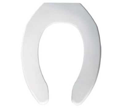 Heavy-Duty Open Front Commercial White Plastic Elongated Toilet Seat