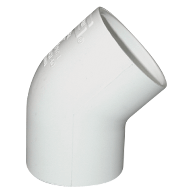 45DEG ELBOW S WHT PVC SCH40