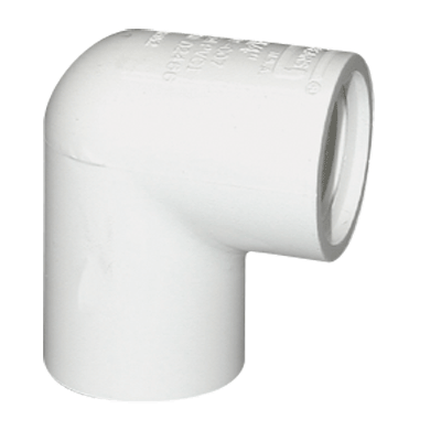 90DEG ELBOW SxFPT WHT PVC SCH40