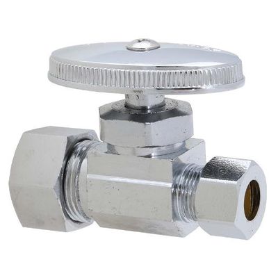 5/8&quot; OD Compression x 3/8&quot; Compression Chrome Brass Straight Supply Stop