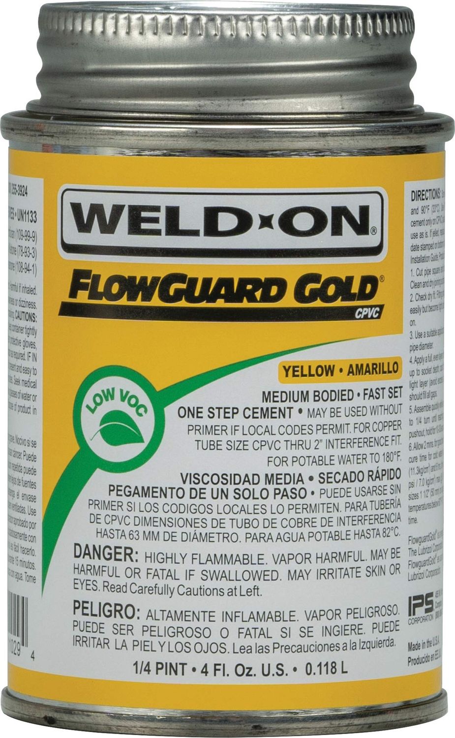 Fast-Setting Yellow CPVC Cement, 1 PINT