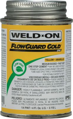 Fast-Setting Yellow CPVC Cement, 1 PINT